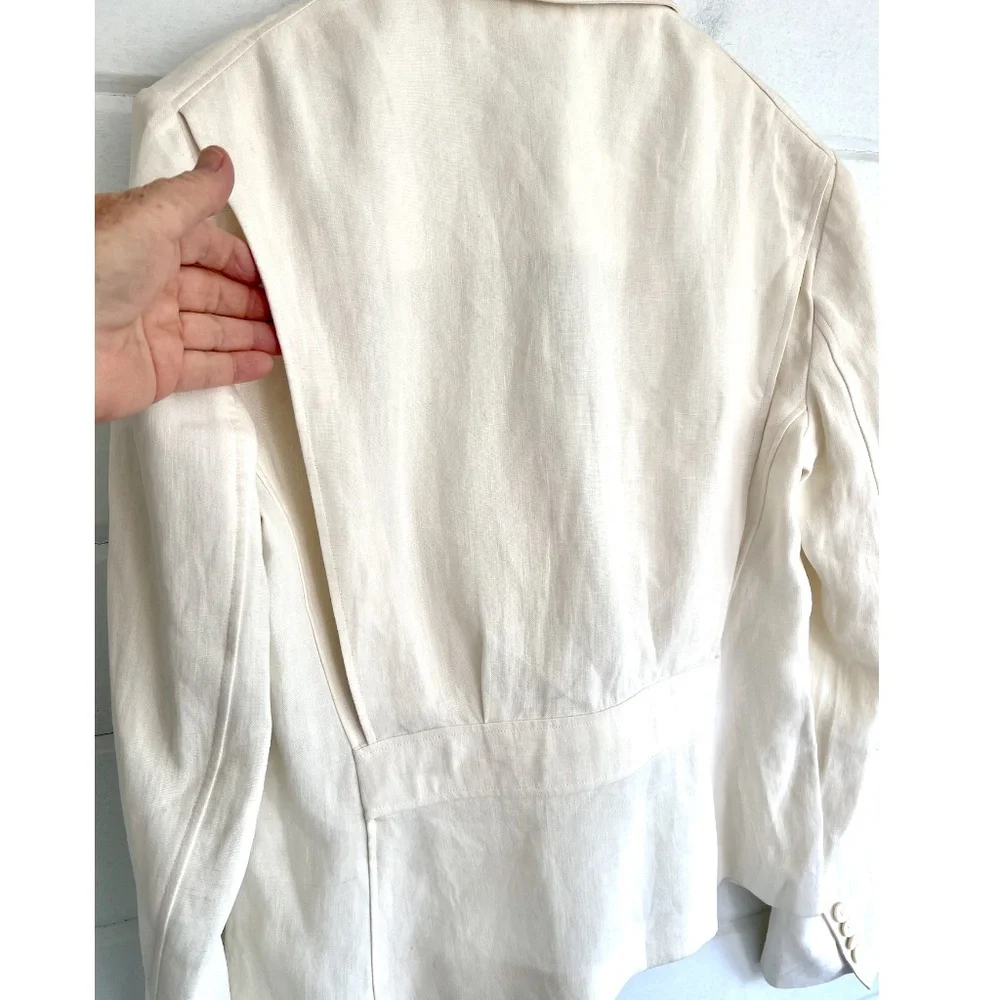 RALPH LAUREN BLUE LABEL Ivory Linen Single Button Blazer - Made In Italy - 12 - Picture 5 of 13